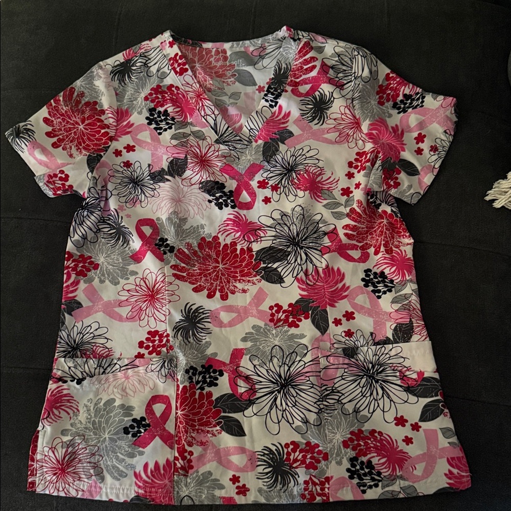 Butter Pink and Gray Floral Women's Blouse